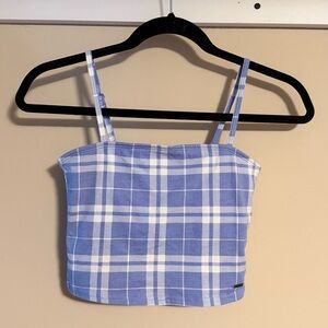 NWT Blue Plaid Hollister Crop Top - Small